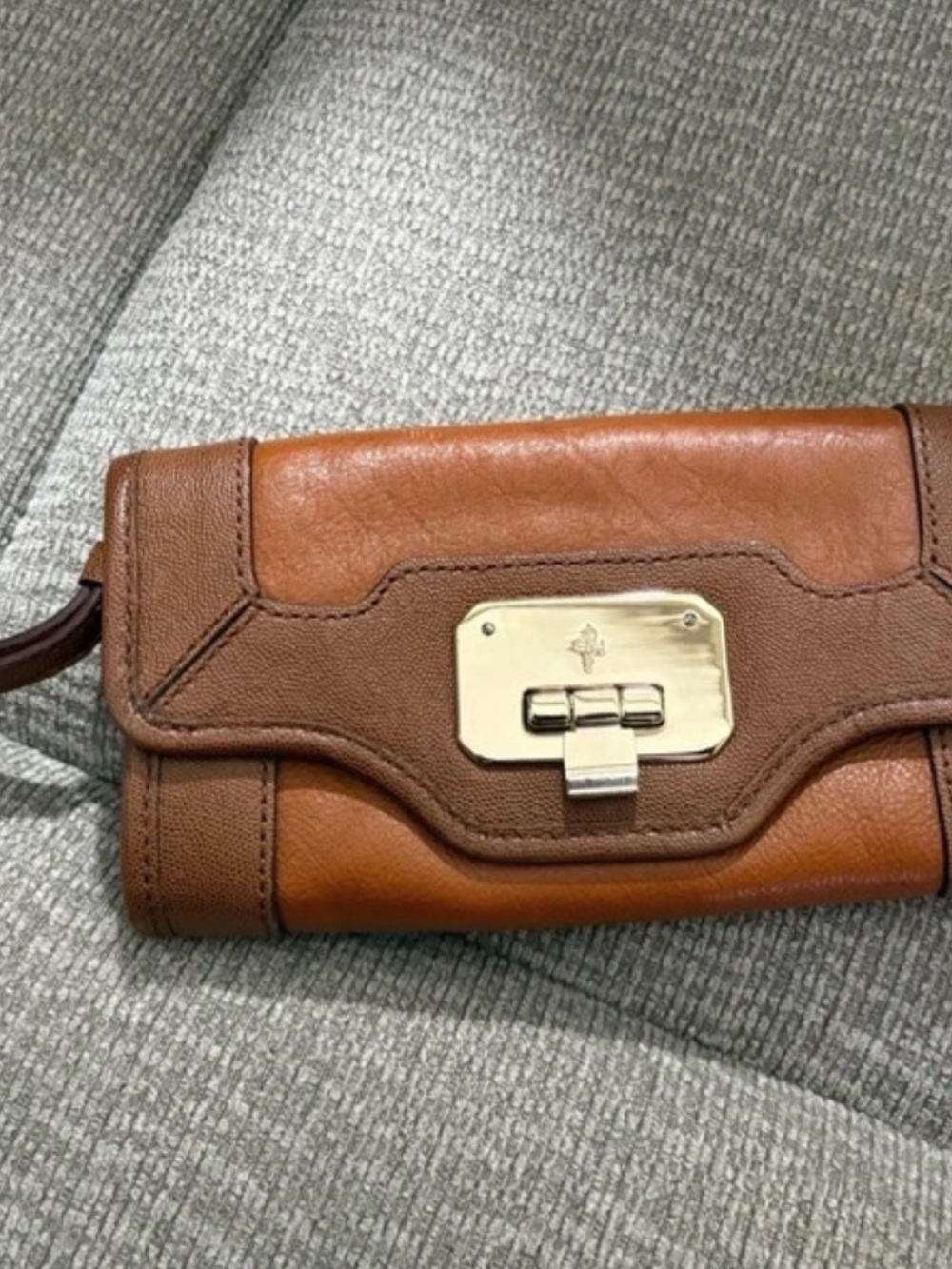 Cole Haan Two-Tone Brown Leather Wristlet / Wallet Clutch